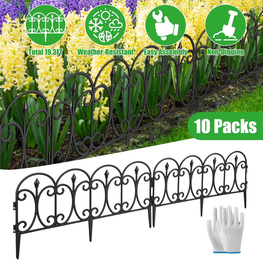 10 Pack Flexible Garden Edging, 19.3FT Interlocking PP Landscape Border