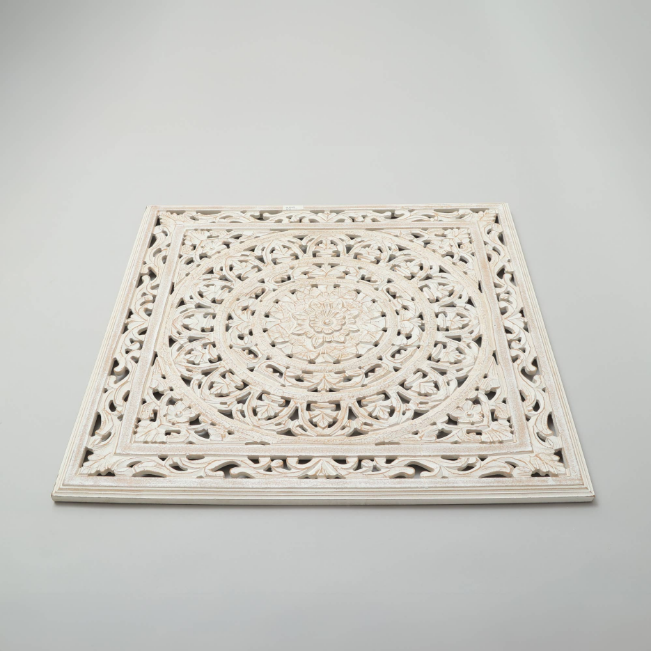 White Square Shape Handcrafted MDF Wall Decor 16inchx16inch Elegant