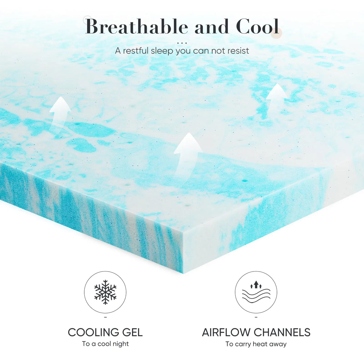 2-3 Inch Gel Memory Foam Mattress Topper Full Size Cooling Mattress