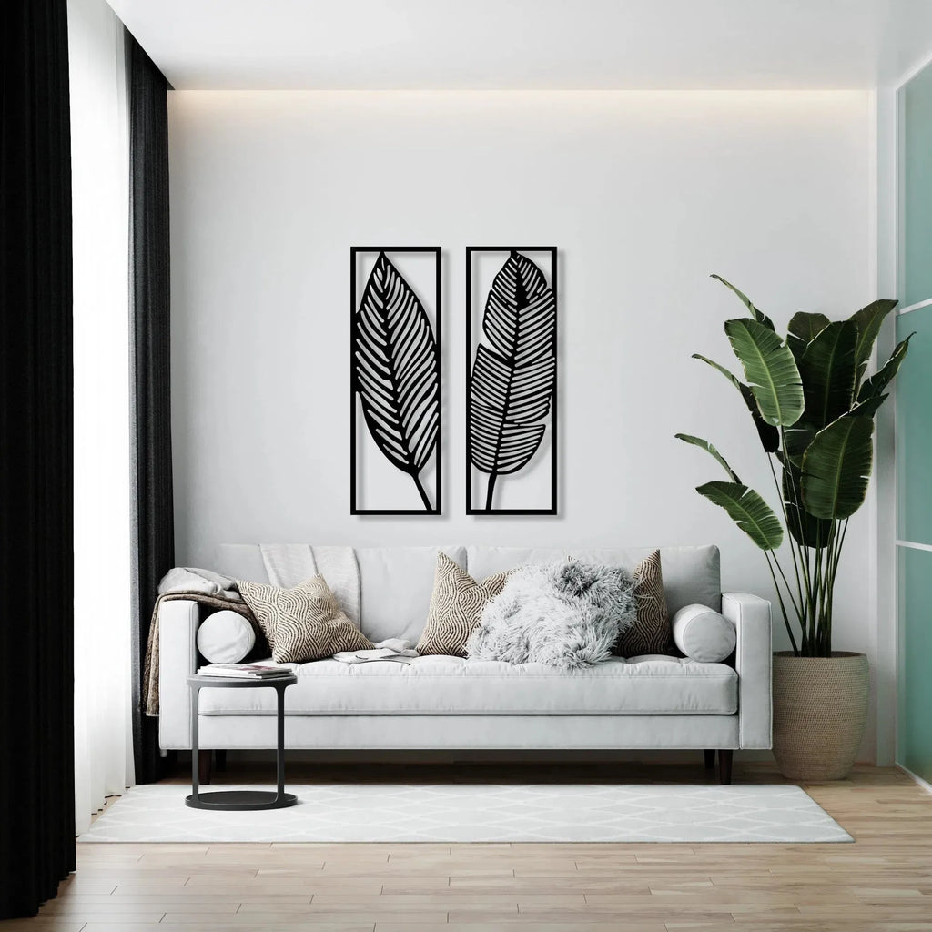 Vintage Botanical Iron Wall Art Set Tropical Leaves Floral Printed Wall