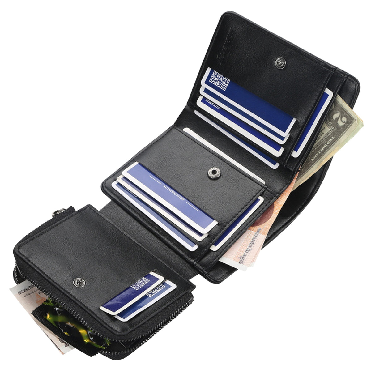 1Pc Men Leather Wallet ID Card Holder Purse Trifold Clutch Money Zipper