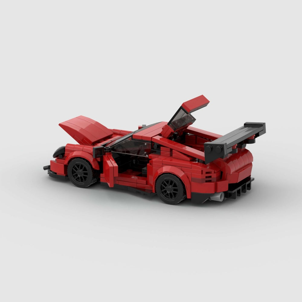 374PCS Red Sports Car MOC Building Blocks Porsche 911GT3 RS