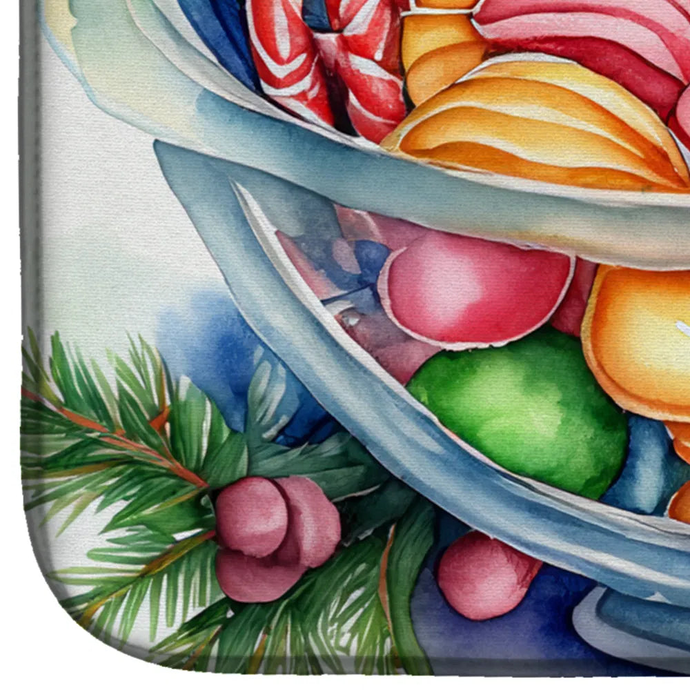 Christmas Candy Canes Dish Drying Mat Absorbent Dish Drying Mat Pad