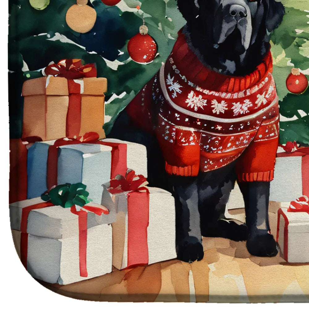 Tibetan Mastiff Cozy Christmas Dish Drying Mat Absorbent Dish Drying