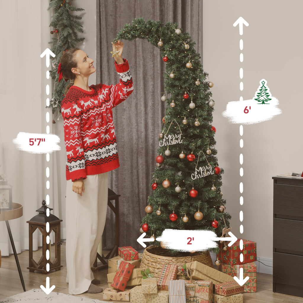 6 Ft Prelit Christmas Tree, Whimsical Xmas Tree Slim High Mountain Fir