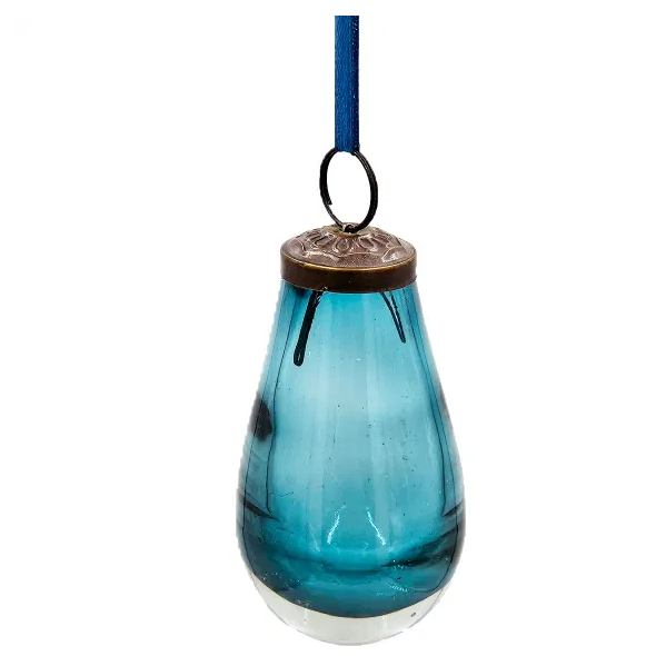 2 X 2 X 3.7 Luster Tear Drop Ornament, Glass Decorative Hanging