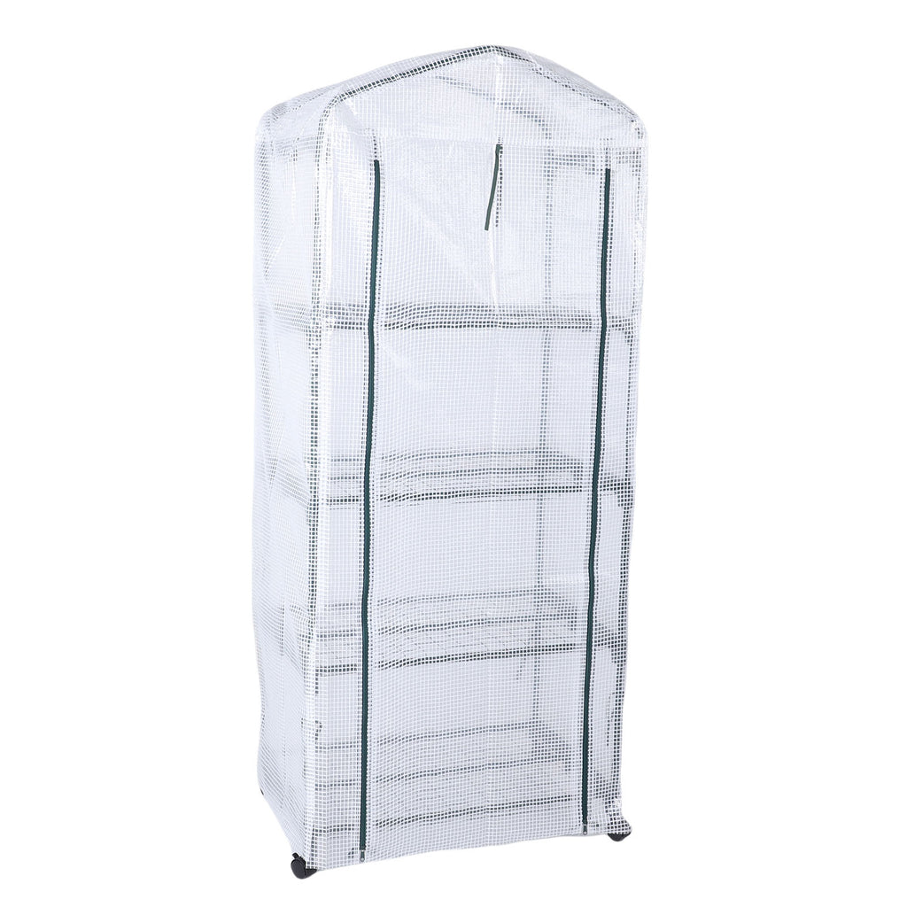 Greenhouse With PE Cover 360° Rotating Wheels Zippered Door Frost Proof