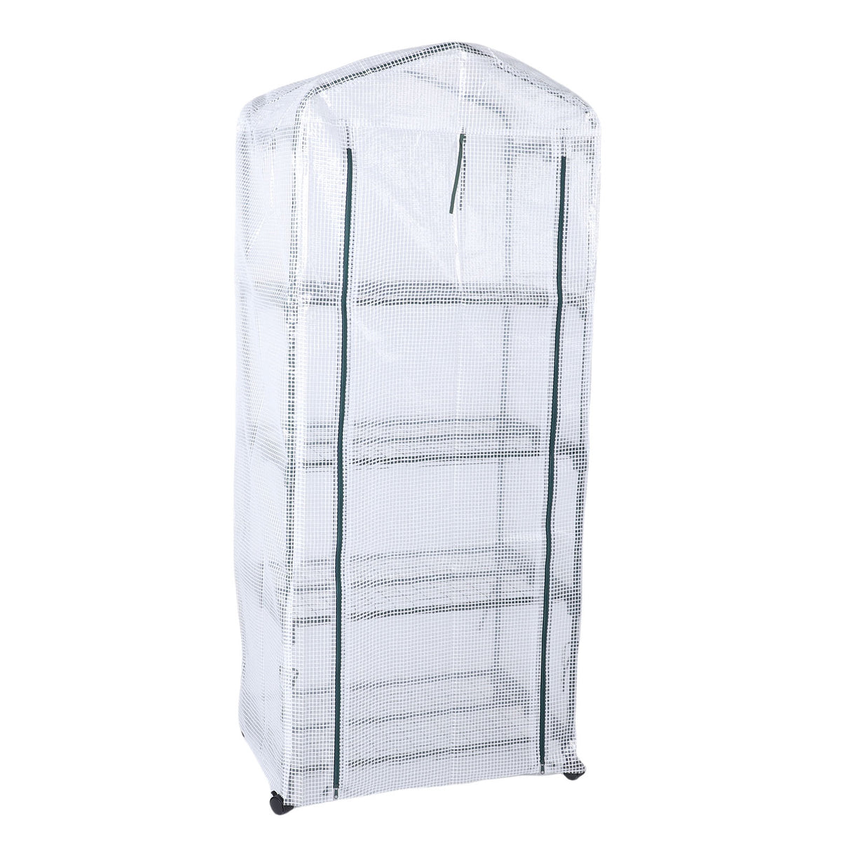 Greenhouse With PE Cover 360° Rotating Wheels Zippered Door Frost Proof