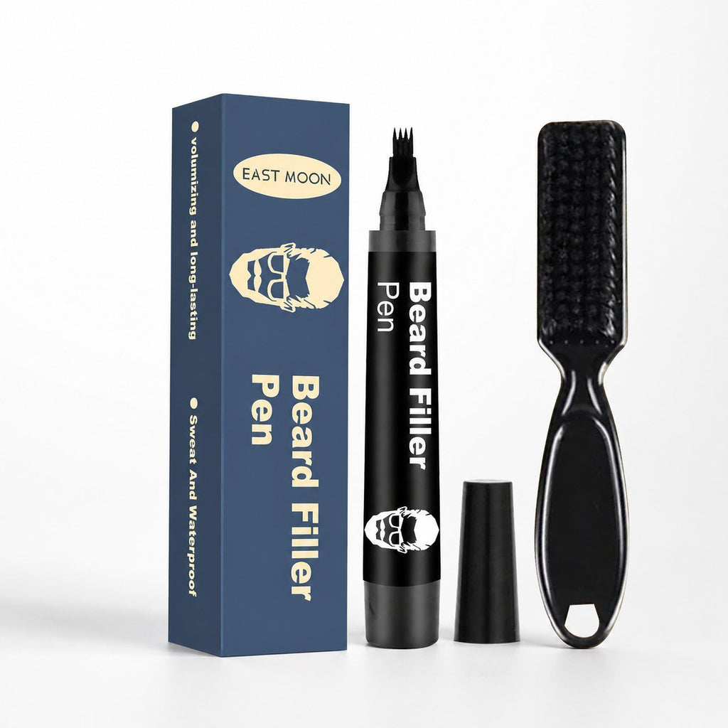 EAST MOON Beard Filling Pen With Comb, Deep Brown, 2-Piece Set