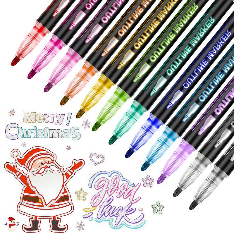 Double Line Outline Pen 24 Color Suit Dream Color Mark Fluorescent