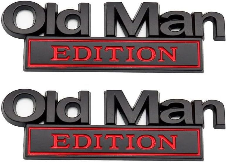2PCS Old Man Edition 3D Metal Emblem Badge Waterproof & Rustproof