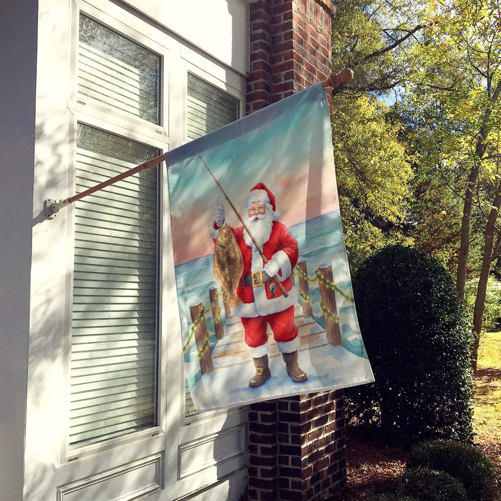 Fishing Santa Claus With Flounder Christmas House Flag Large Porch
