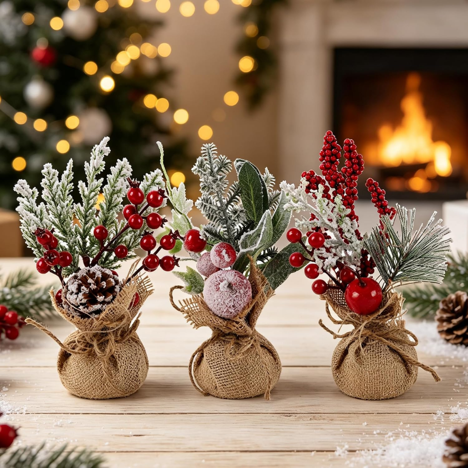 6Pcs Mini Christmas Trees, Tabletop Holiday Centerpiece Decorations