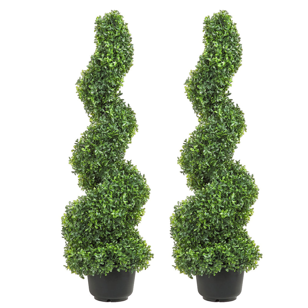 2 Pcs. Artificial Boxwood Tower Topiary Spiral Artificial Plant 91cm