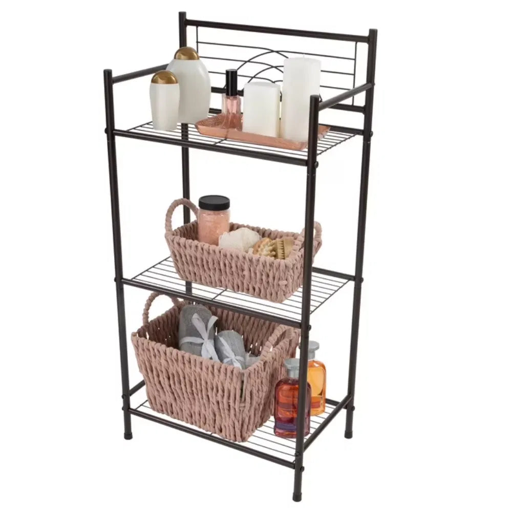 3 Shelves Tiered Ironstorageshelf In Oil Rubbed Bronze