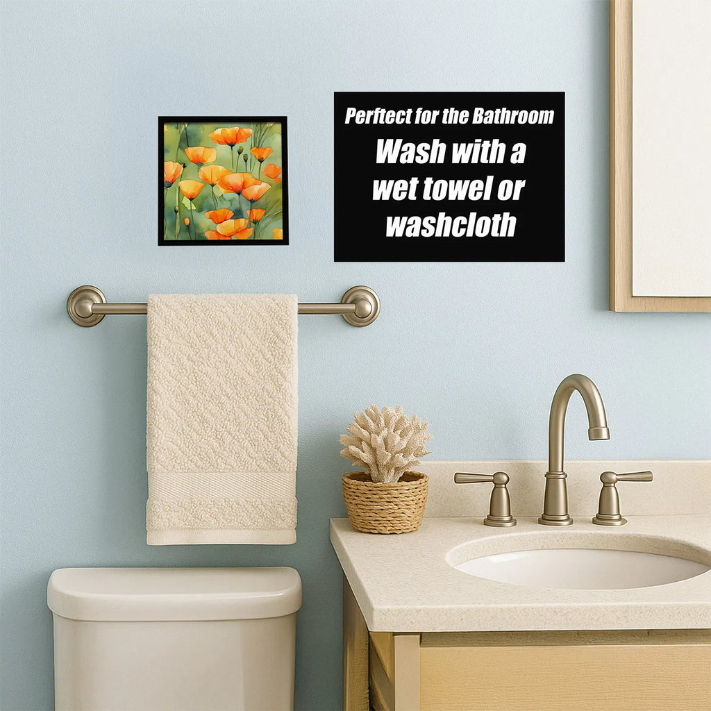 California Poppies In Watercolor Framed Metal Print Bathroom, Kitchen
