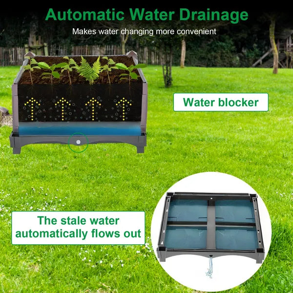 Raised Garden Bed With Self-watering System Rectangle Garden Planter