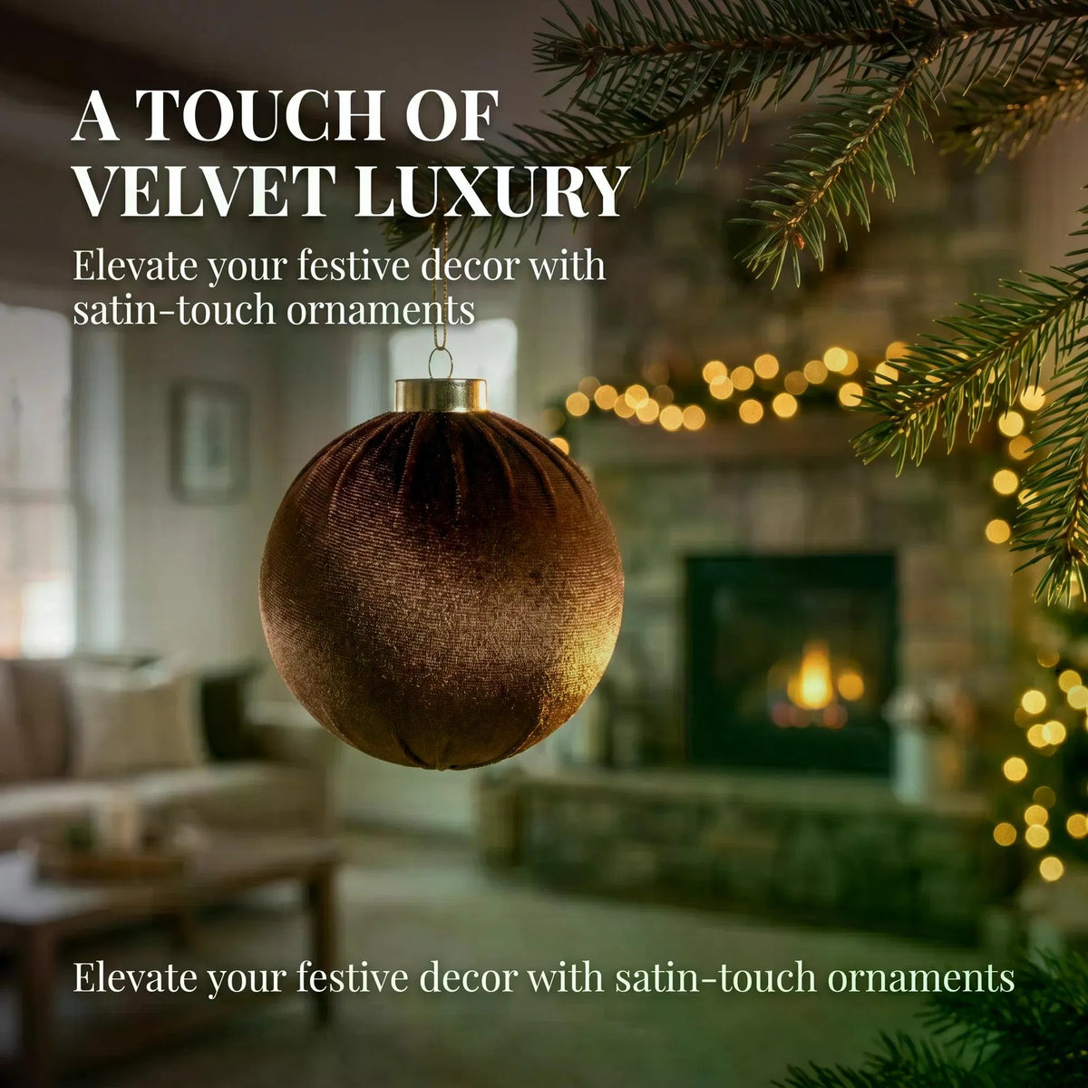 12Pcs Velvet Christmas Balls Ornaments Set, 80mm Fabric Wrapped Xmas