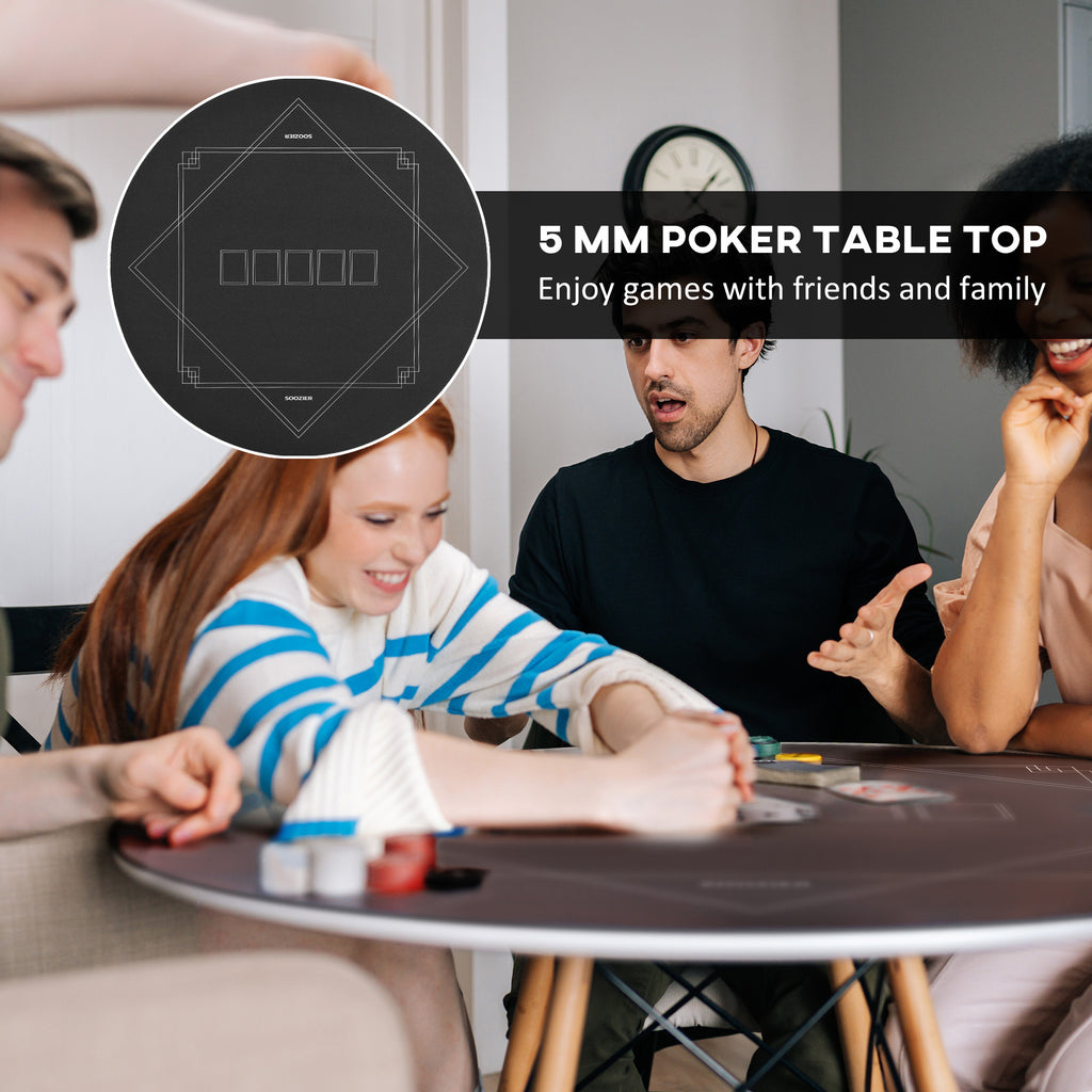 Poker Mat Texas Holdem Poker Table Top With Non-slip Bottom Black
