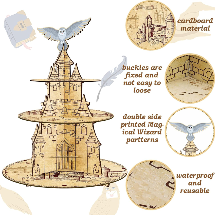 3 Tier Round Cupcake Stand, Magical Dessert Display Holder For Wizard