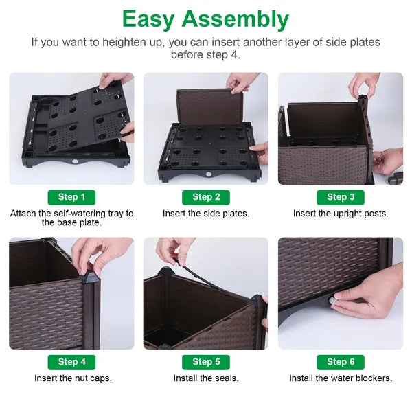 Raised Garden Bed Plant Growth Box With Self-watering System For Garden