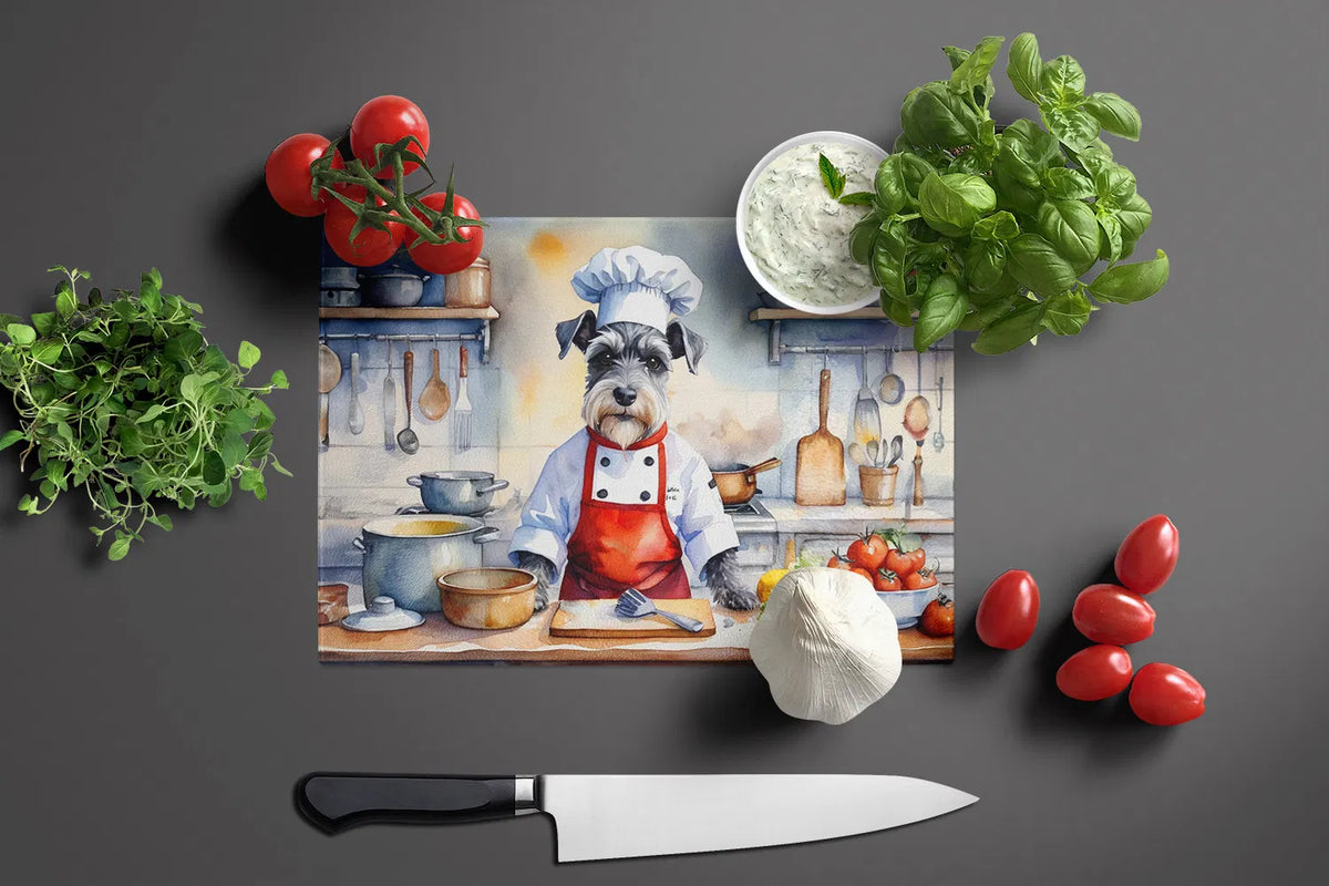Schnauzer The Chef Glass Cutting Board Decorative Tempered Glass