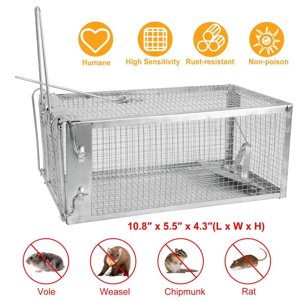 Rat Trap Cage Humane Live Rodent Trap Cage Galvanized Iron Mice Mouse