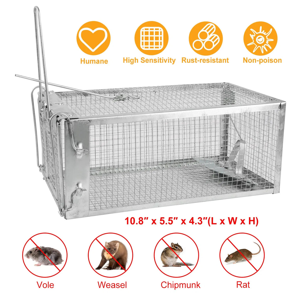 Rat Trap Cage Humane Live Rodent Trap Cage Galvanized Iron Mice Mouse