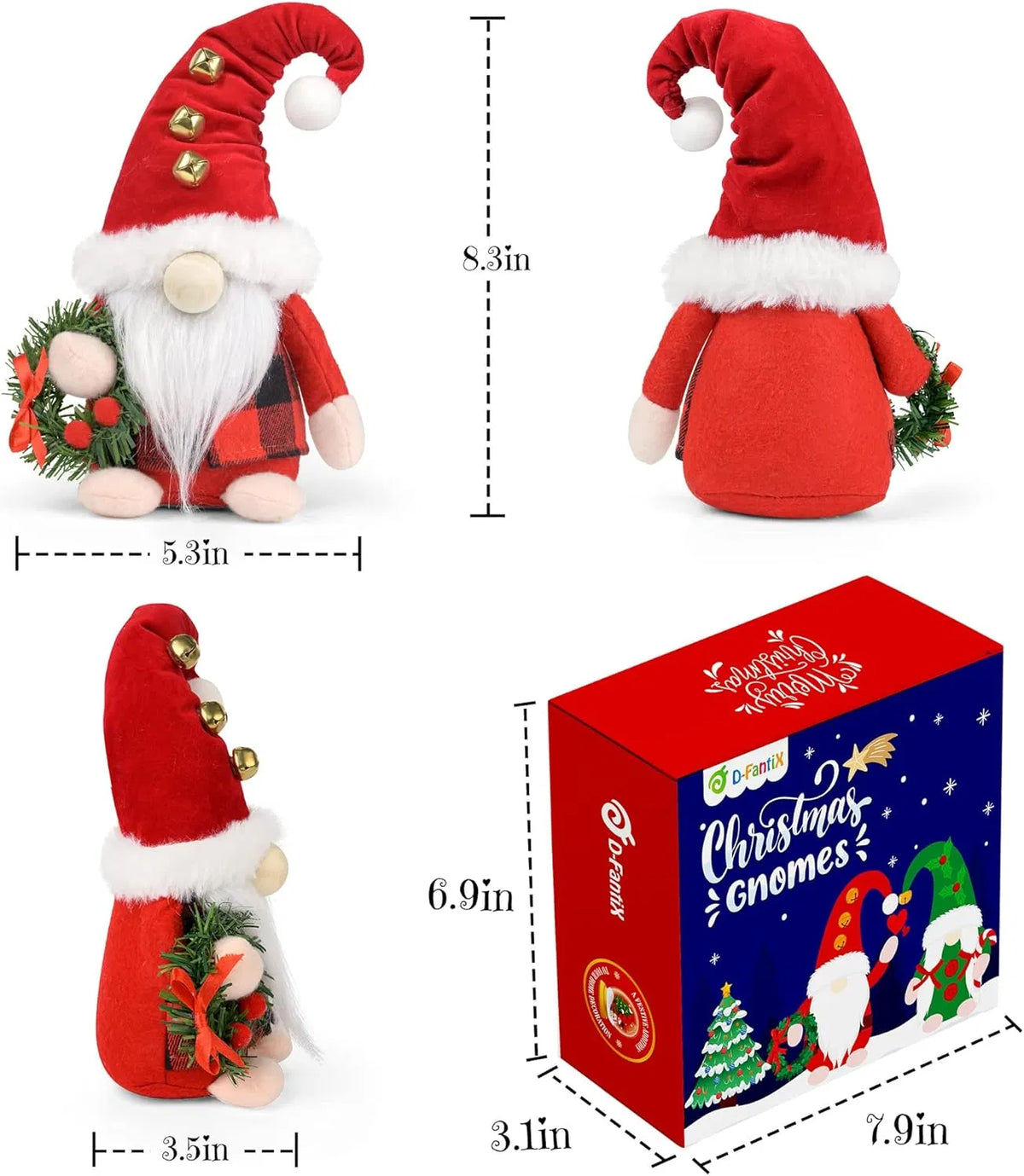 Christmas Gnomes Plush, 2 Pack Handmade Elf Santa Tomte Swedish Gnome