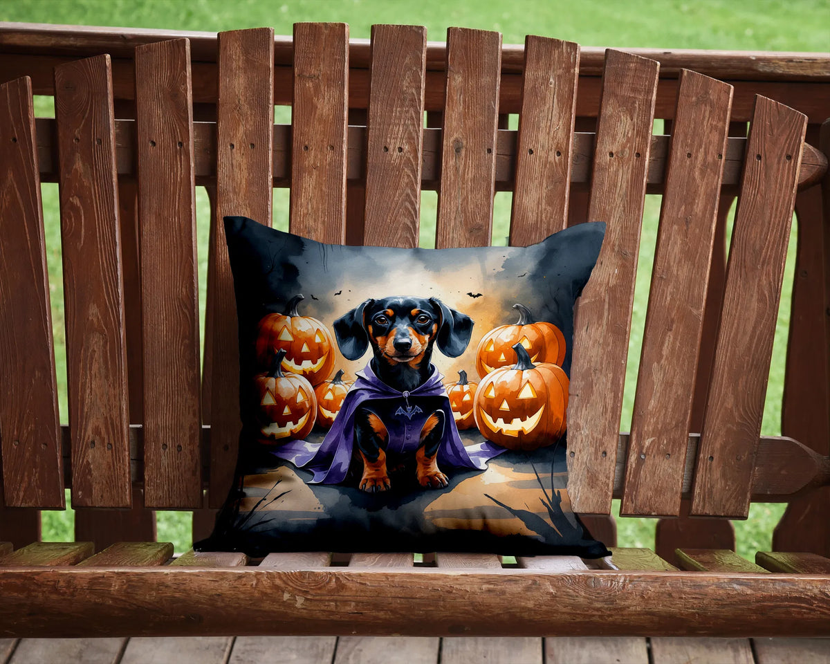 Dachshund Puppy Halloween Throw Pillow Machine Washable, Indoor Outdoor