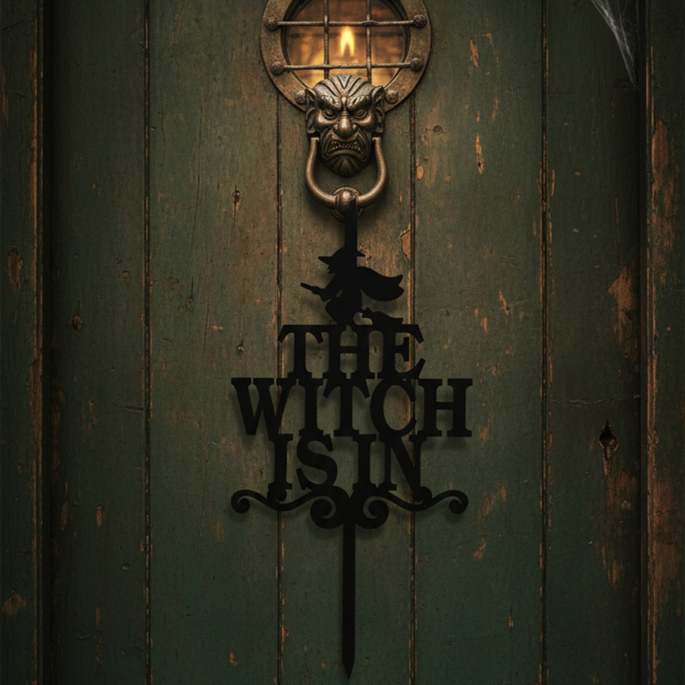 The Witch Is In Wreath Hanger Metal Hook Gothic Spooky Decor For, Front