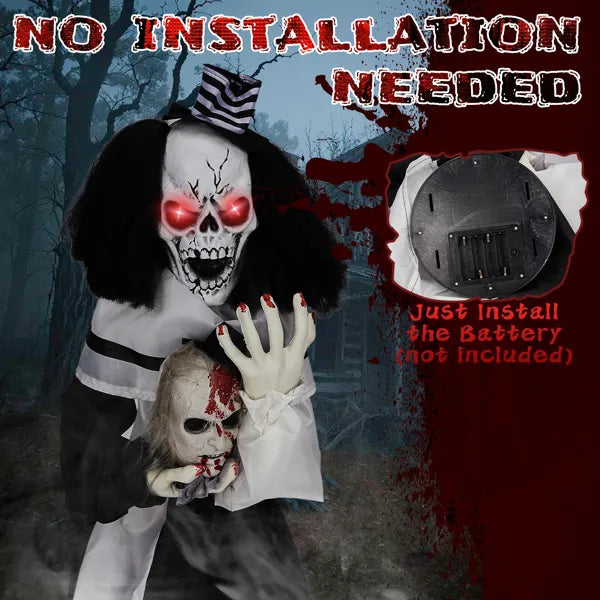 1.8ft Halloween Decoration Scary Clown, Sound-actived Party Decor