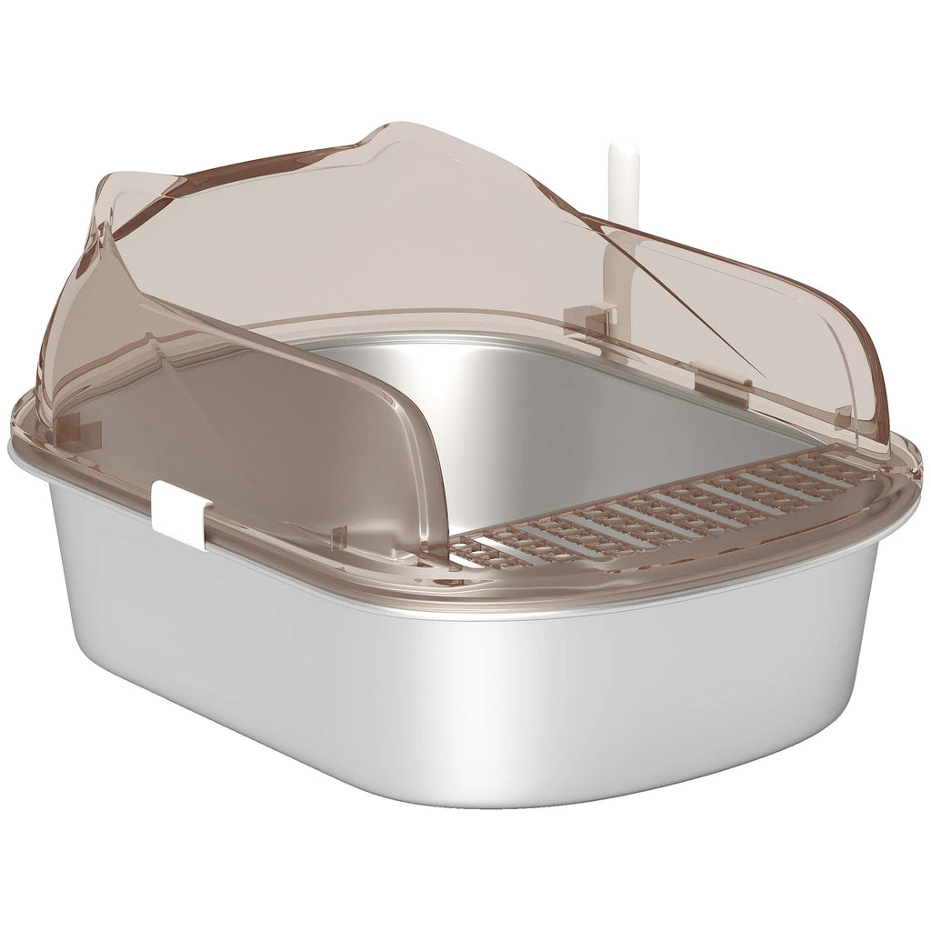 Stainless Steel Cat Litter Box With High Sided Enclosure, Steps & Scoop