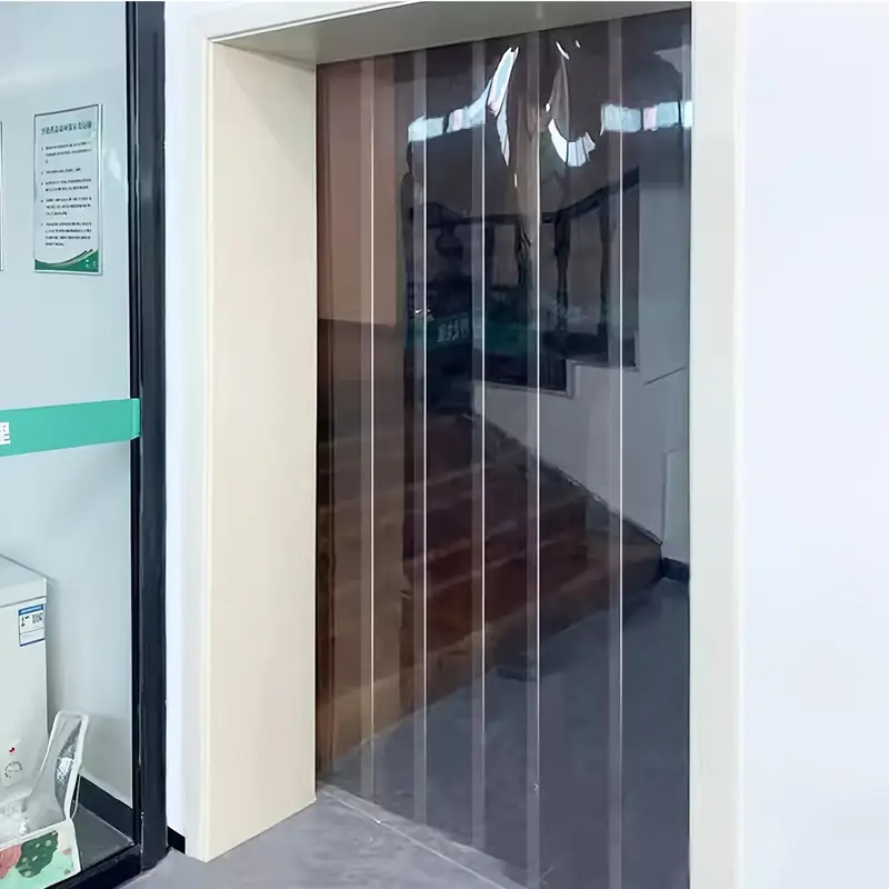 PVC Strip Door Curtain 7.87Inch Width 1.5mm Thickness 3Pcs Set Cold Air