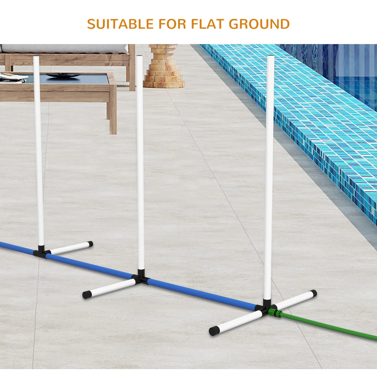2PCs Dog Agility Kit With Weave Poles, Spray Water Tube, Whistle, Carry
