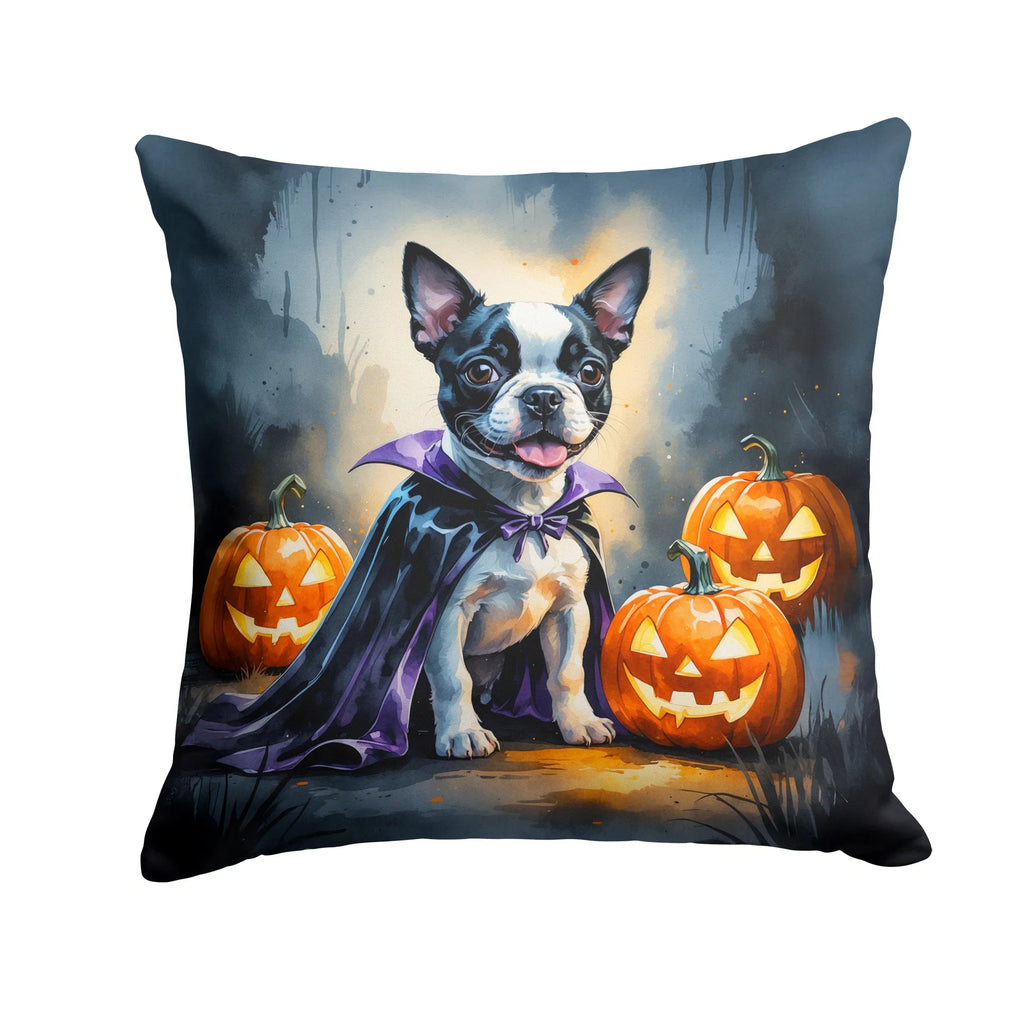 Boston Terrier Puppy Halloween Throw Pillow Machine Washable, Indoor