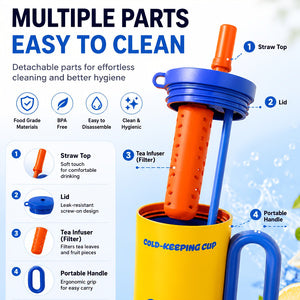 26oz Insulated Tumbler With Handle & Straw, Stainless Steel Cold Cup