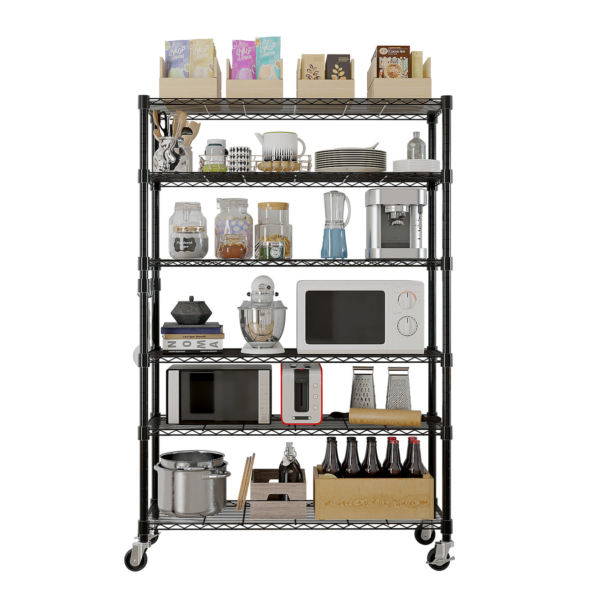 6-Tier Disassembly And Free Assembly Nsf-certified Steel Wire Shelving