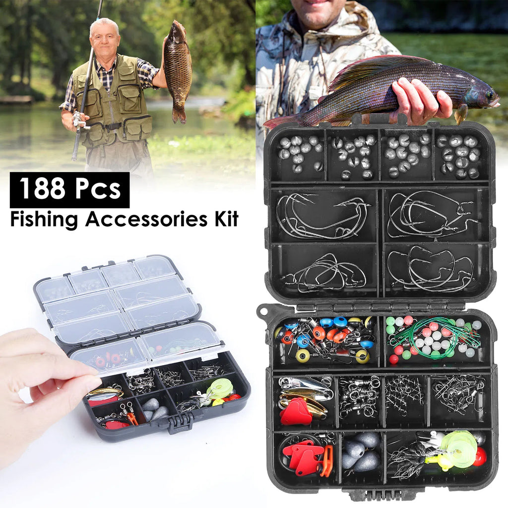 188-Piece Fishing Accessory Kit with Tackle Box