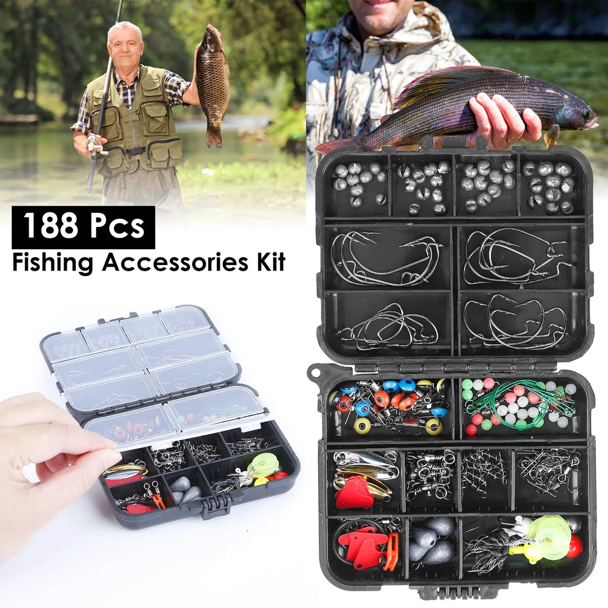188-Piece Fishing Accessory Kit with Tackle Box
