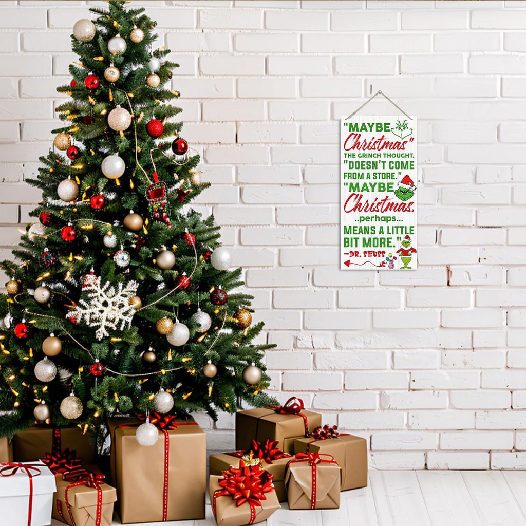 Christmas Decor Sign, Rustic Wooden Hanging Wall Sign, Winter Farmhouse
