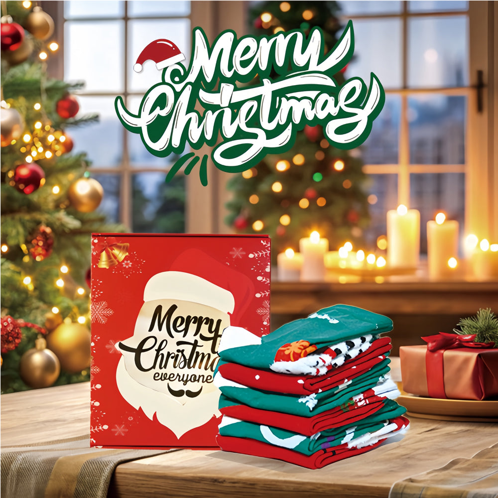 6 Pairs Christmas Stockings Gift Set - Soft Plush Xmas Stockings