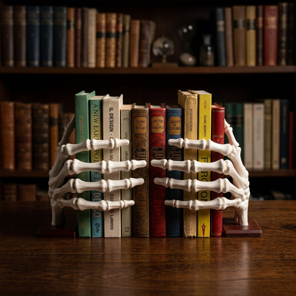 Skeleton Hand Bookend Gothic Book Holder, Halloween Bone Hand Bookshelf