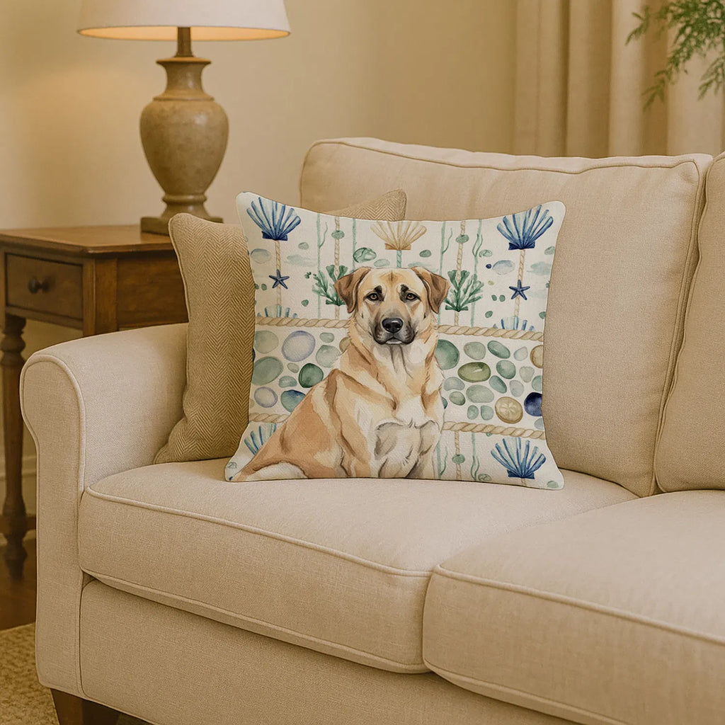Anatolian Shepherd Dog Coastal Sea Glass Throw Pillow Decorative Indoor