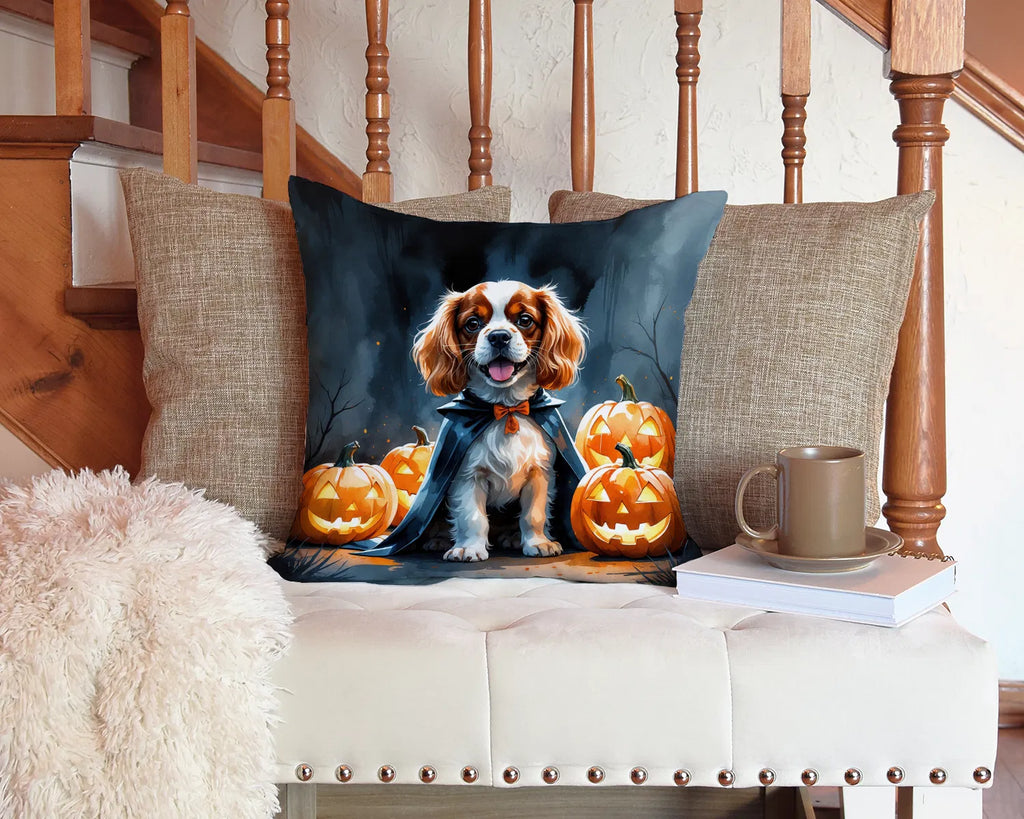 Cavalier Spaniel Puppy Halloween Throw Pillow Machine Washable, Indoor