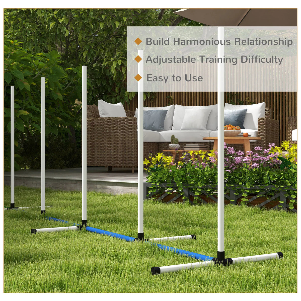 2PCs Dog Agility Kit With Weave Poles, Spray Water Tube, Whistle, Carry