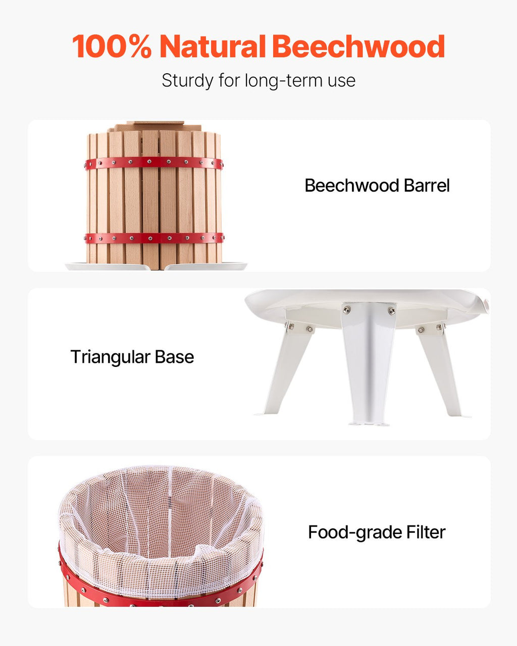 Fruit Wine Press Manual Press For Wine Making 3.2 Gal/12L Wood Basket