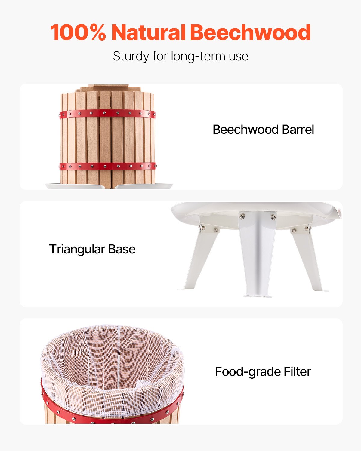 Fruit Wine Press Manual Press For Wine Making 3.2 Gal/12L Wood Basket