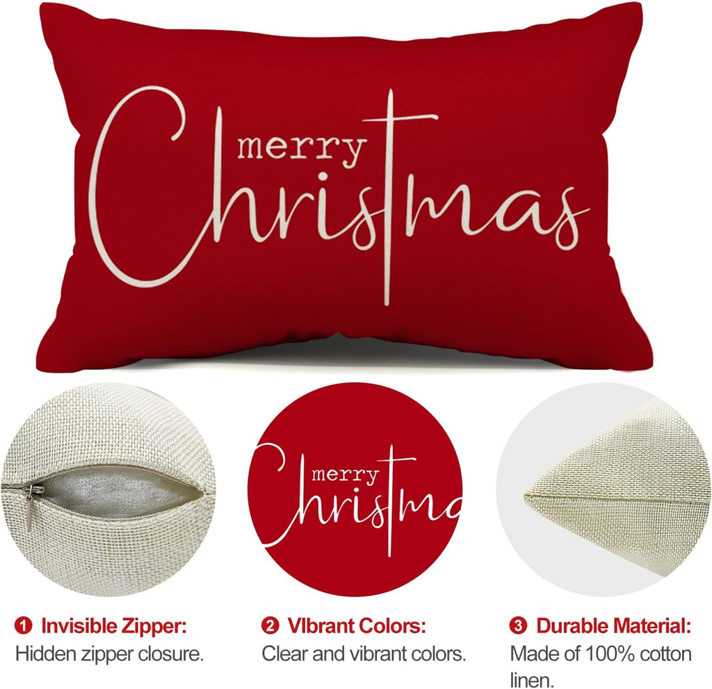 Christmas Pillow Cover, Merry Christmas Decorative Throw Pillow Case