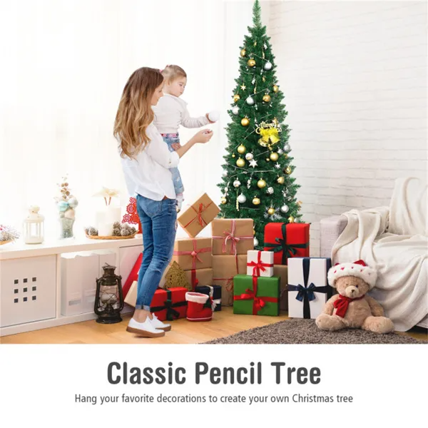 6ft Slim Pencil Christmas Tree - Space-saving Design For Small Corners